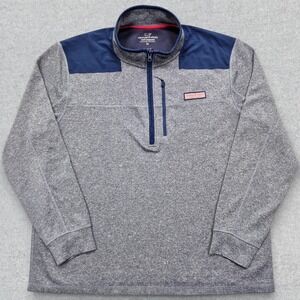 Vineyard Vines Gray and Navy Zip Up Sweater